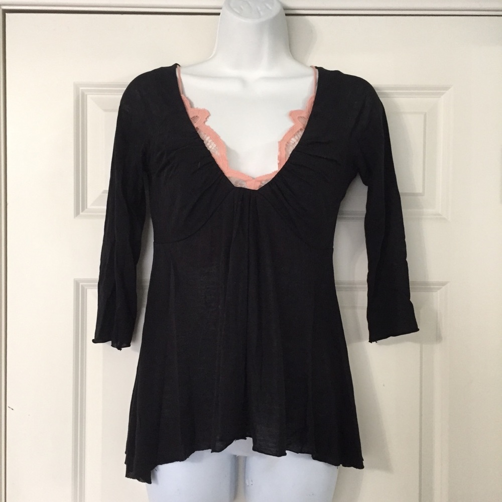 Club Monaco 3/4 Sleeve Swing Black Top size XS